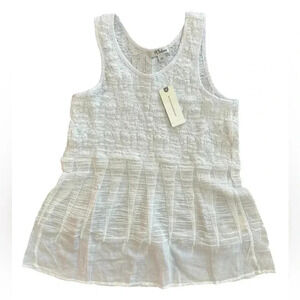 NWT Anthropologie Wolven Babydoll Tank Blouse White Gauze Textured XS